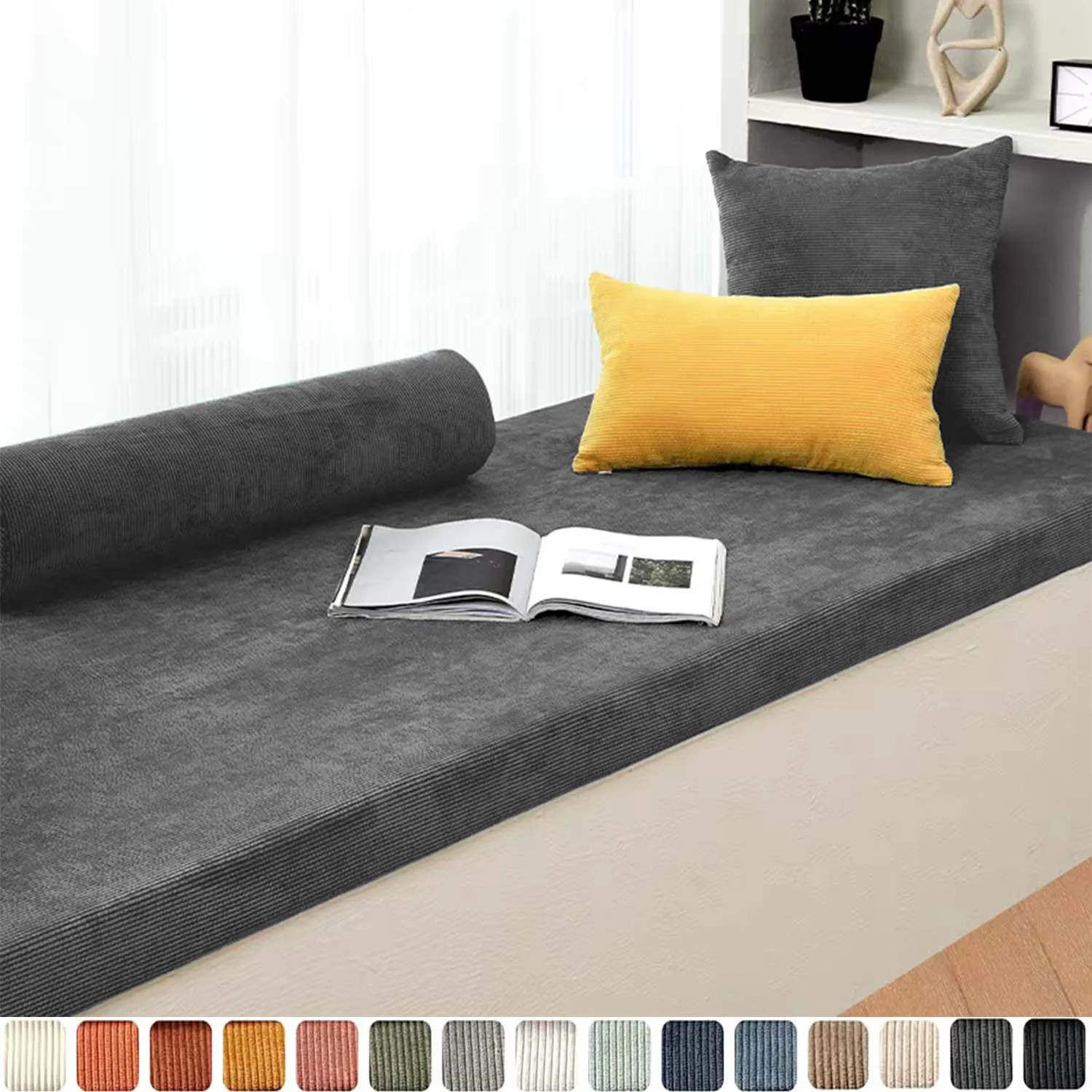 Cord-Sitzkissen, Terrassenmöbelkissen mit Reißverschluss, Terrassensitzpolster für Sitzgelegenheiten im Innen- und Außenbereich für Bank/Stuhl/Fenster