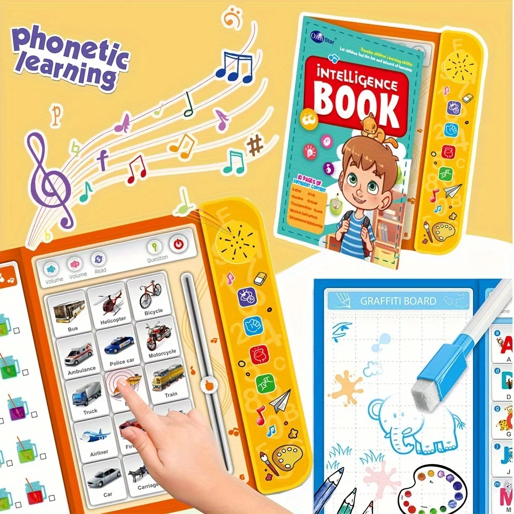 NEUES Touch-Buch für englische Lernintelligenz für Kinder, Wissen für die frühe Bildung mit Tonfunktion, wiederverwendbarer Stift, Geburtstagsgeschenk Image
