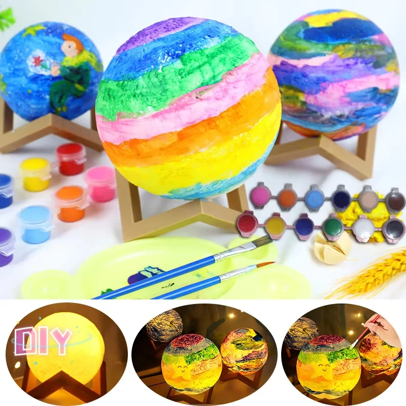 3D DIY Planet Lampe Mond Galaxy Romantische Nachtlicht Kunst Malerei Graffiti Kinder Geburtstag Geschenke Schlafzimmer Wohnzimmer Home Decor Image