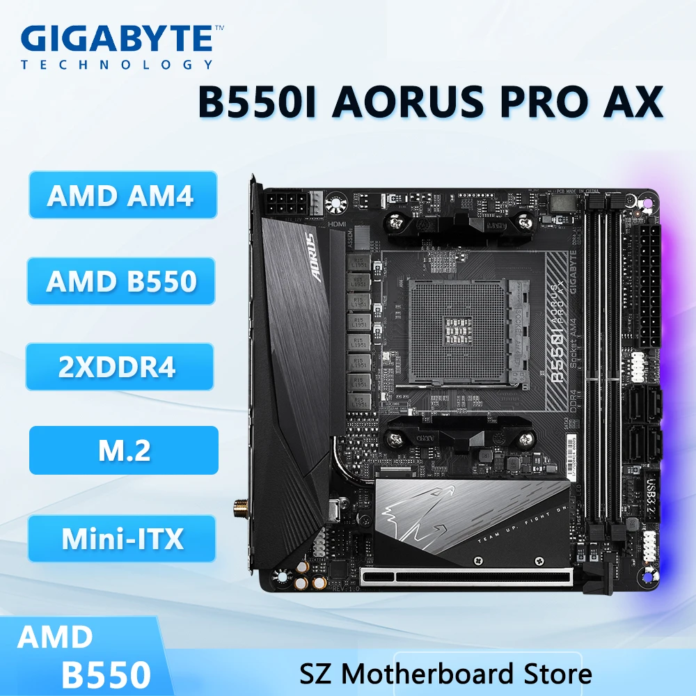 GIGABYTE B550I AORUS PRO AX Mini-ITX Motherboard AMD B550 AMD AM4 DDR4 64GB Intel Wi-Fi 6 Unterstützung für 3900 5700G 3800 5600F 4600G Image