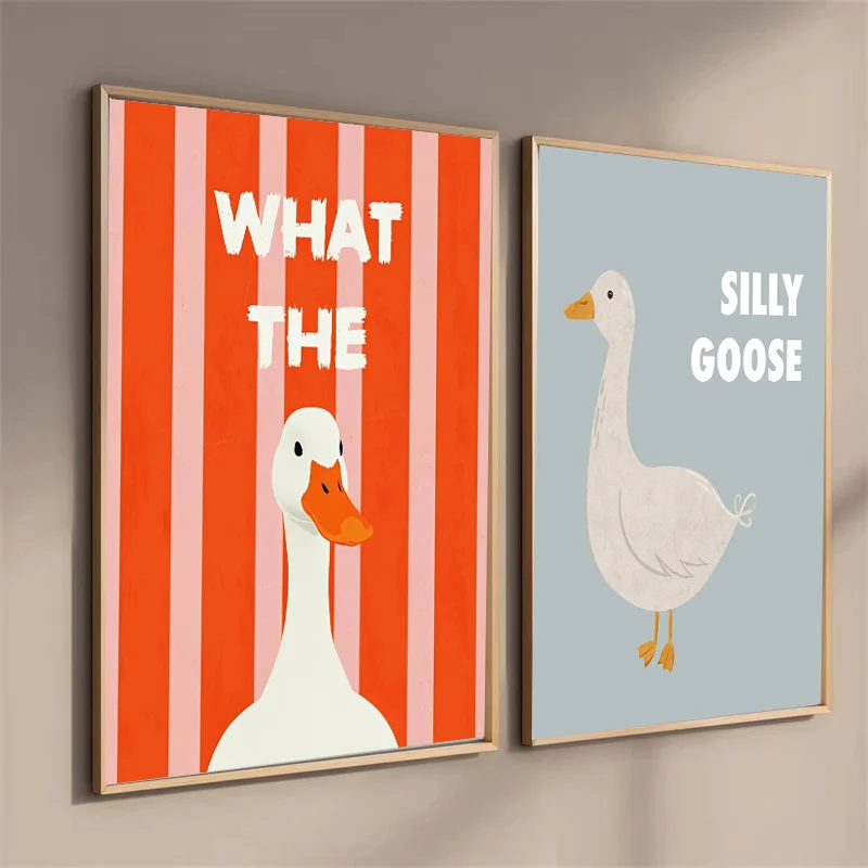 What The Duck Silly Goose Wall Funny Prints and Canvas Posters Painting for Kitchen Room House Warming Decoration Cuadros