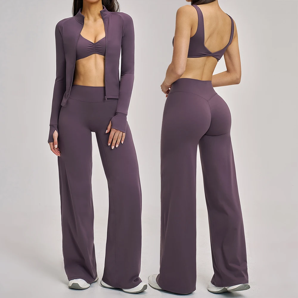 Ensemble de yoga 2/3 pièces, tenue de sport, vêtements de fitness à manches longues, ensemble de leggings de sport, soutien-gorge de sport, vêtements de sport pour femmes