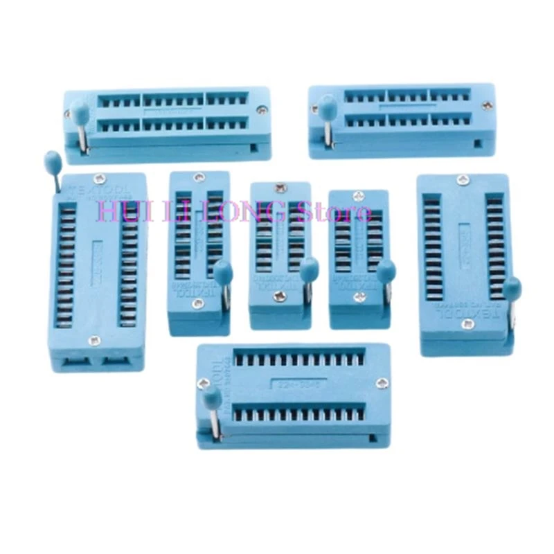 1PCS 14 16 18 20 24 28 32 40P Pin 2,54 MM Grün DIP Universal ZIF IC Buchse Test Solder typ IC lock sitz ring buchse Image
