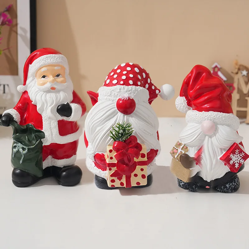 Weihnachten Santa Harz Ornament Vintage Tisch Dekor für Home Office Weihnachten Urlaub Geschenk Sammlung Wohnaccessoires Figuren Image