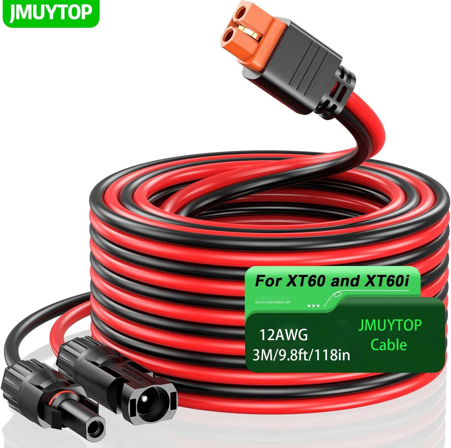 JMUYTOP 3M/9,8ft/118in Solarpanel auf XT60i Buchse Verlängerungskabel 4mm2 12AWG für EcoFllow River/DELTA LifePO4 Kraftwerk Image