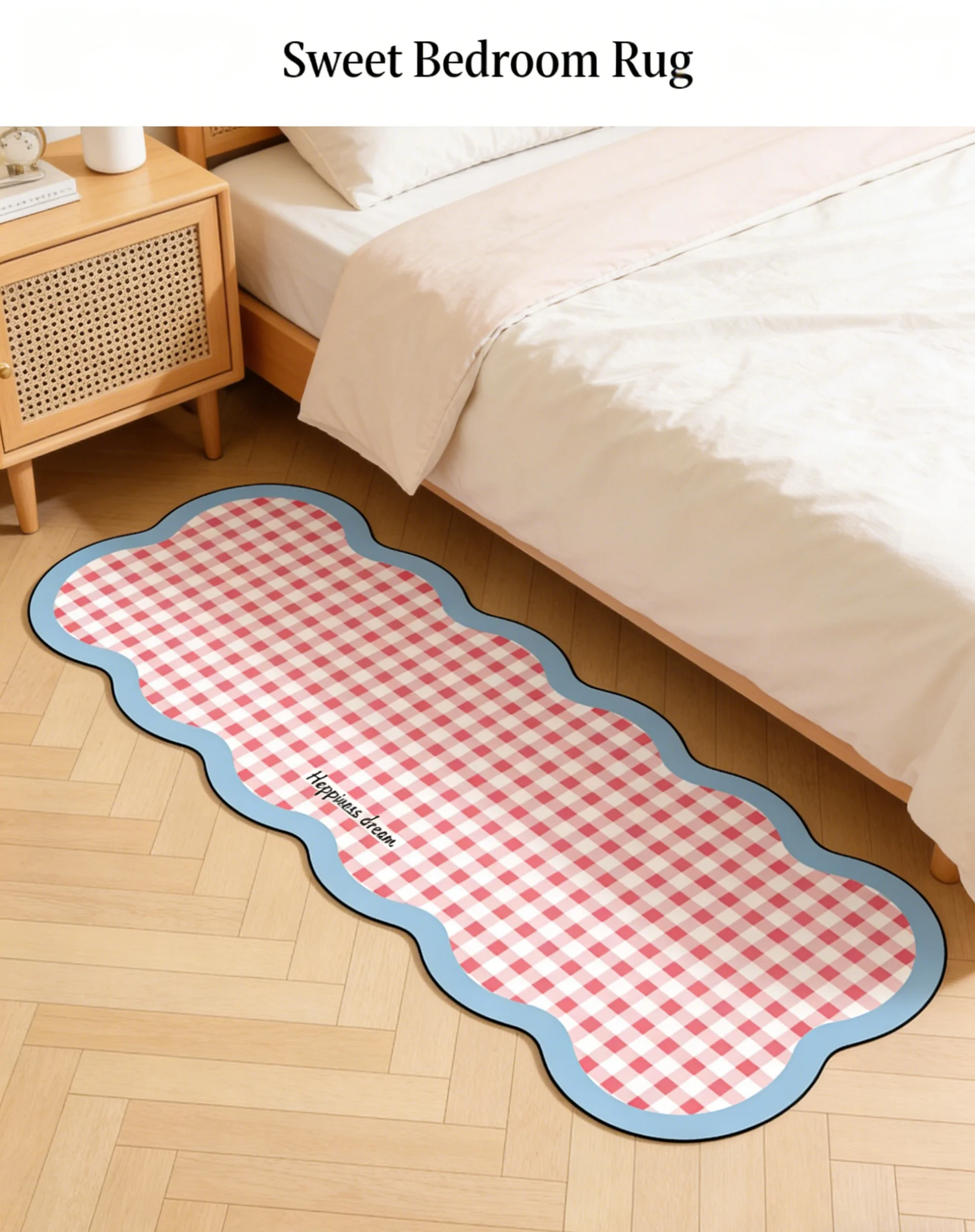 Dopamine Einfarbige Gittermuster-Imitation aus Kaschmir, Komfortable Schlafzimmerdecke, Schmutzabweisende Fenstermatte Image