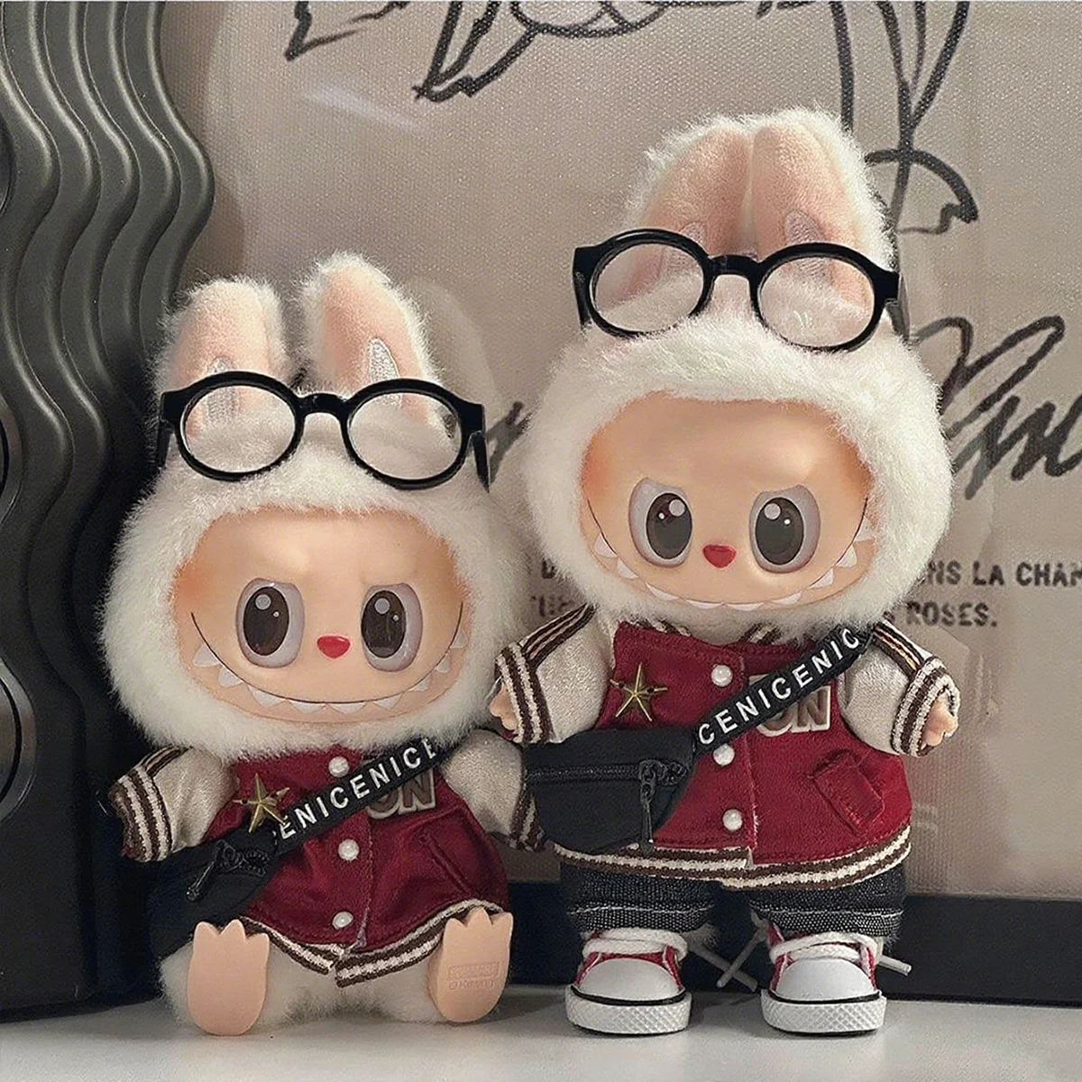 Plüsch Puppe Kleidung Rote Jacke Baseball Jersey Outfit Zubehör Für 15/17 cm Labubu Puppe der Outfit Zubehör geschenk Image