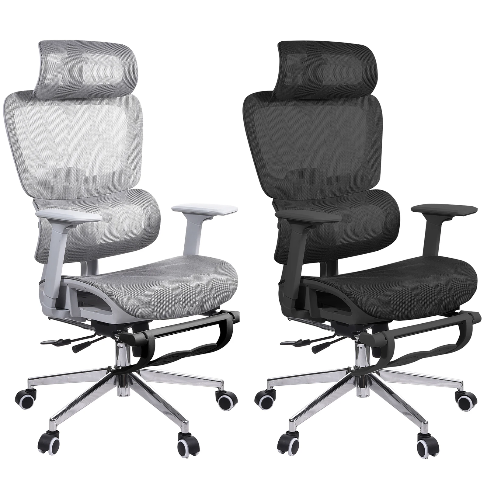 Ergonomischer Drehstuhl mit Fußstütze & 3D-Armlehnen, Hochbelastbarer Computer-Gaming-Stuhl für Home Office Image