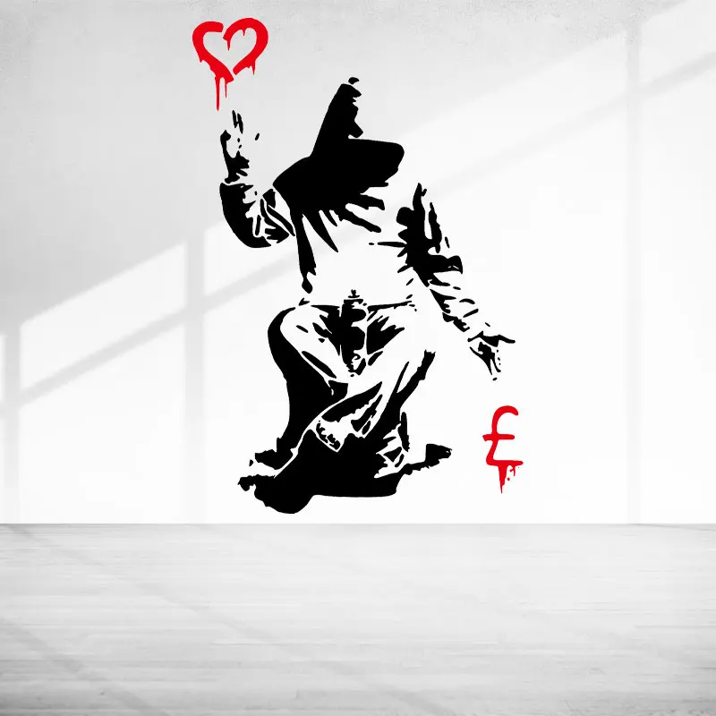 Banksy Geld oder Liebe Wandtattoos Vinyl Home Decor für Wohnzimmer Schlafzimmer, Graffiti Street Art Aufkleber Dekoration Wandbilder Q129