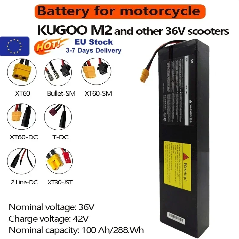 36 V 10S3P 100000 mAh 18650 wiederaufladbarer Lithium-Ionen-Akku 2000 W integriertes BMS Geeignet für KUGOO S1, S2, S3 Elektroroller Image