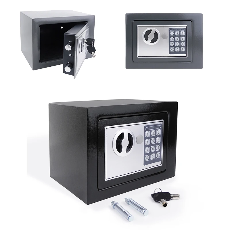 BRIEFNESS Feuerfester bohrgeschützter einbruchsicherer Tresor, verstärkter Stahl, digitaler elektronischer, 4.6L/8.5L, Zahlenfeld, Sicherheitsschlüssel, für Heim/Büro, Aufbewahrung Schmuck Bargeld