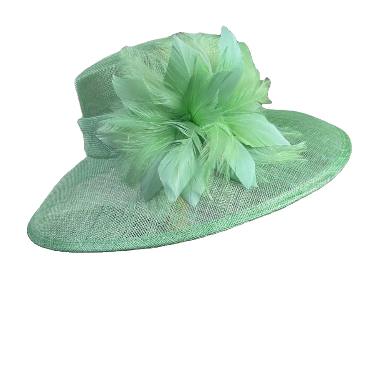 Cappello formale a tesa larga per chiesa sinamay Kentucky Derby Fascinator Tea Party da sposa elegante cappello da sole da donna
