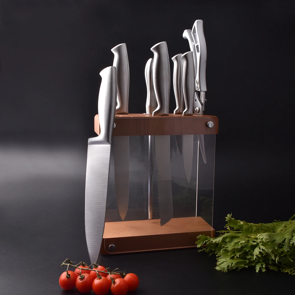 Nuovo prodotto 7 pezzi Set di coltelli da cuoco in acciaio inox manico cavo giapponese Set di coltelli da cucina Set di coltelli da cucina