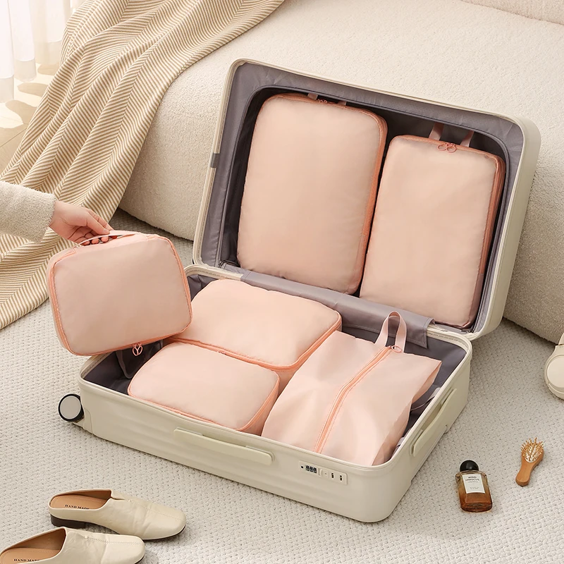 HANFEIZI Set di 6 Organizzatori Comprimibili per Valigie Cubi per l'Organizzazione dei Bagagli da Viaggio