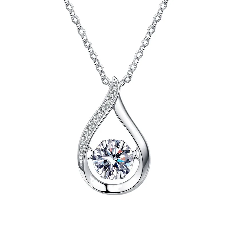 Collana LiXin Certificata in Argento Sterling S925 Placcato Rodio con Pendente a Croce e Moissanite da 1 Carato Stile Coreano Trendy Dynamic Water