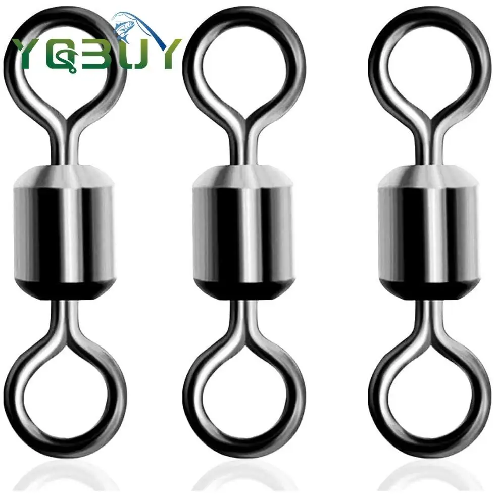 50 pezzi canna da pesca girevole in acciaio inox Nickel nero connettore linea da pesca girevole attrezzatura da pesca