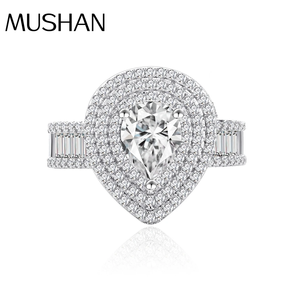 Nuovo Anello di Coppia a Goccia con Micro-Incastonatura di Diamanti della Fabbrica di Gioielli MuShan Anello in Argento Sterling S925 Set di Anelli alla Moda per Donna