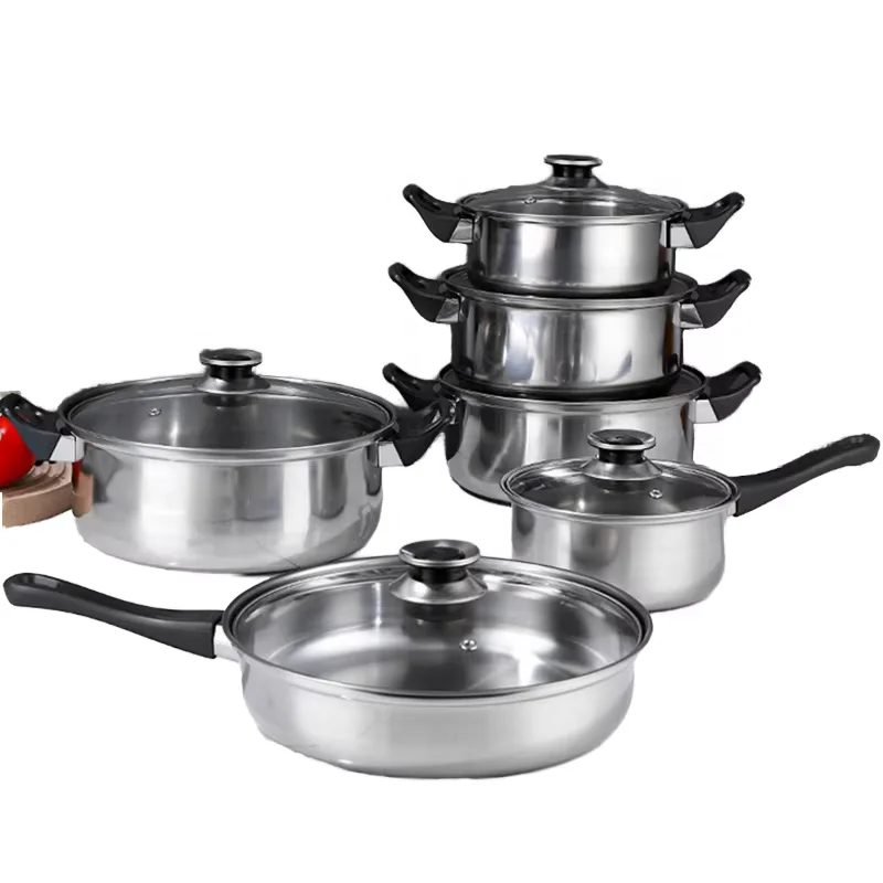 Set di pentole in acciaio inossidabile da 12 pezzi set di pentole per zuppa di latte con bollitore set di pentole per pentole da cucina senza stick