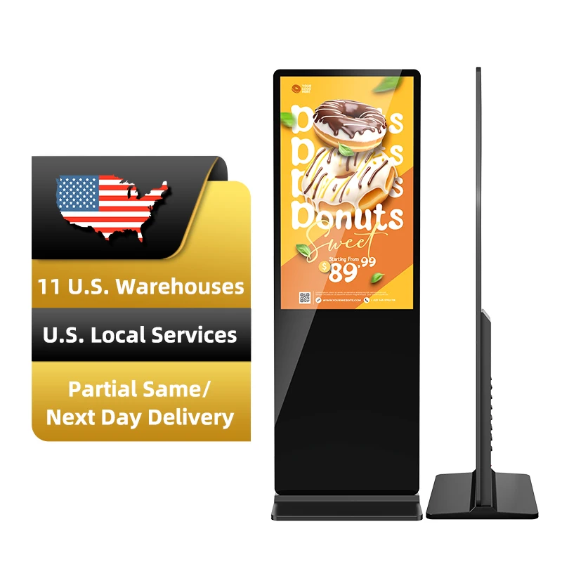 Totem Digitale LCD da Pavimento per Pubblicità con Schermo Touch da 43-55 Pollici 2K Spedizione Gratuita da Magazzino USA Prezzo DDP