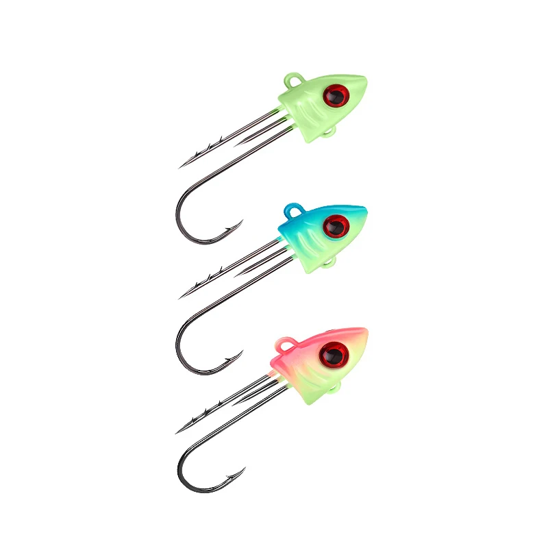 WEIHE Teste di Jig Luminose da 5g 7g 10g 13g 16g 20g in 3 Colori con Amo Barbato per Lanci Lunghi