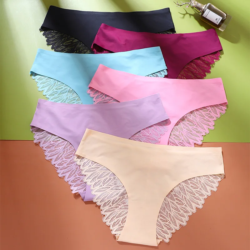 Biancheria intima da donna in pizzo senza cuciture da donna all'ingrosso Bikini a vita bassa biancheria intima taglie forti da donna slip scavati