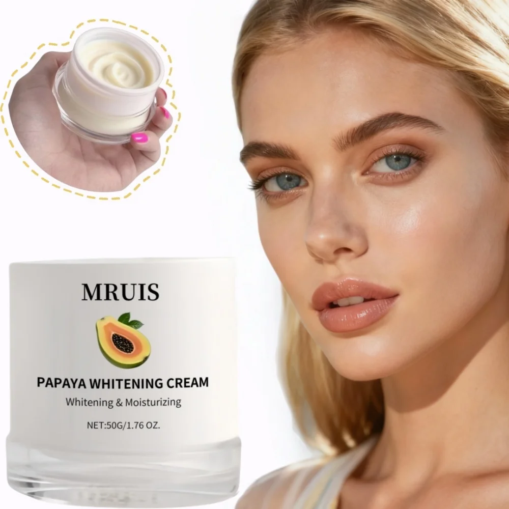 Crema Viso Biologica all'Ingrosso 50g con Papaya e Vitamina C Sbiancante Illuminante Idratante OEM/ODM Cura della Pelle Naturale