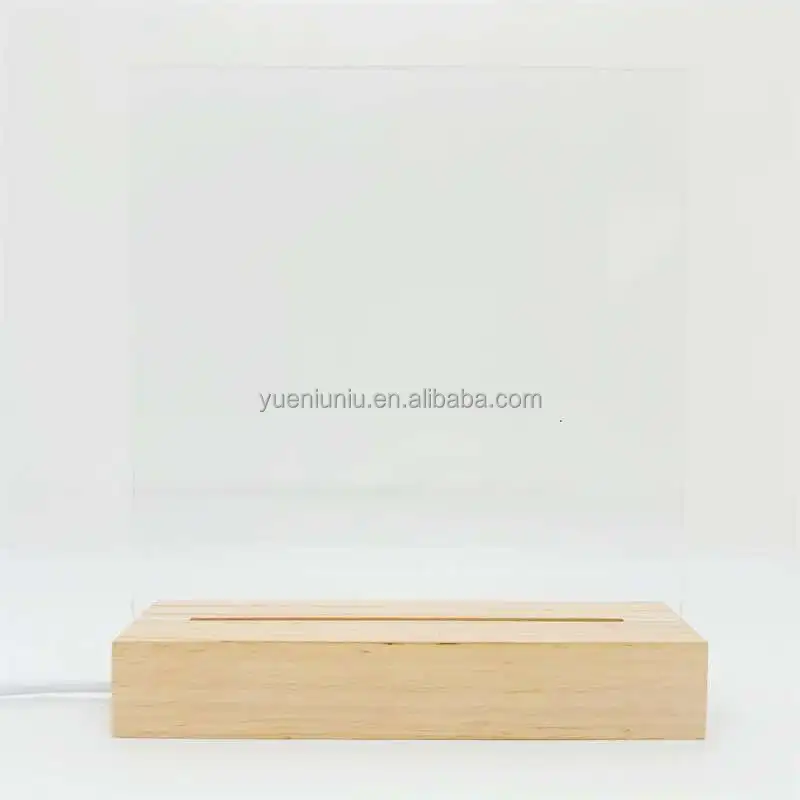 Commercio all'ingrosso 5v cavo usb massello di faggio artigianato in legno rettangolare Base in legno 3d lampada Led luce notturna Base