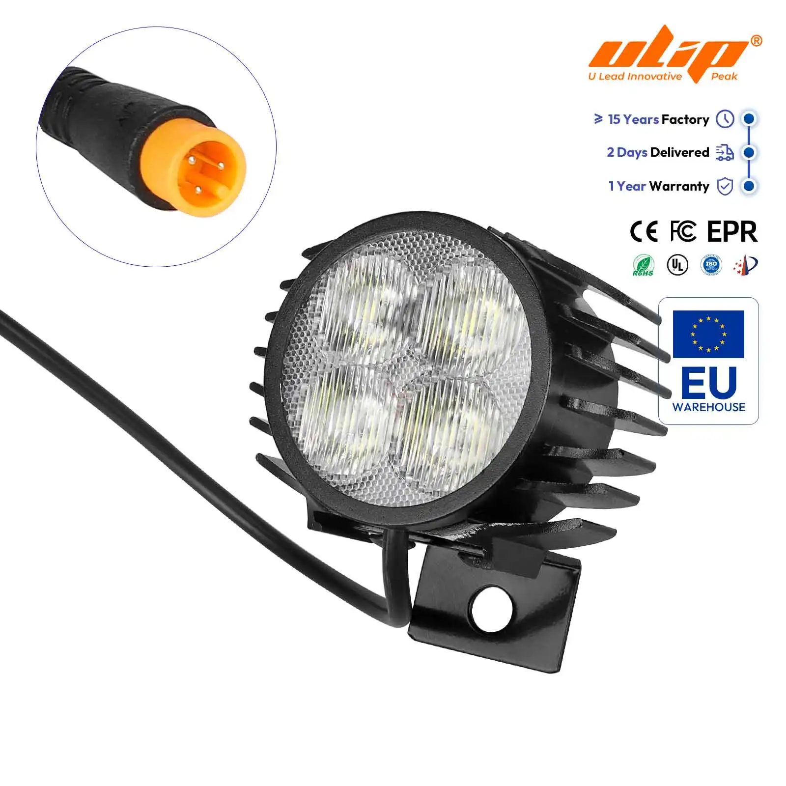 Faro anteriore originale Kukirin per monopattino elettrico KUGOO Kukirin G2 Pro G2 Pro DB G2 Max con attacco M8 da 180 mm