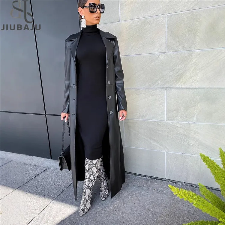 Giacca autunno inverno nuova giacca Cardigan con colletto bottone Street Versatile calda tendenza giacca di pelle lunga PU per le donne