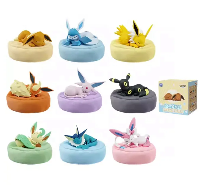 100% Originale Anime Giapponese 9 Pezzi/Scatola Serie Pokémon Eevee Dormiente Blind Box Misteriosa in PVC Action Figure Decorative Mini Giocattoli