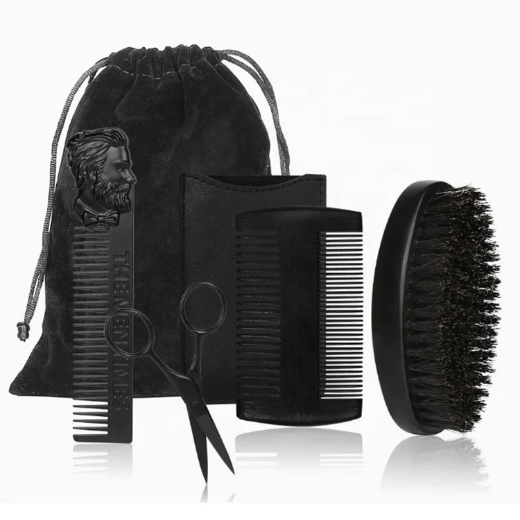 FYD personalizzato Logo doppio lato in legno pennello da barba per gli uomini pettine e barba spazzola per la pulizia della barba Set per la toelettatura della barba
