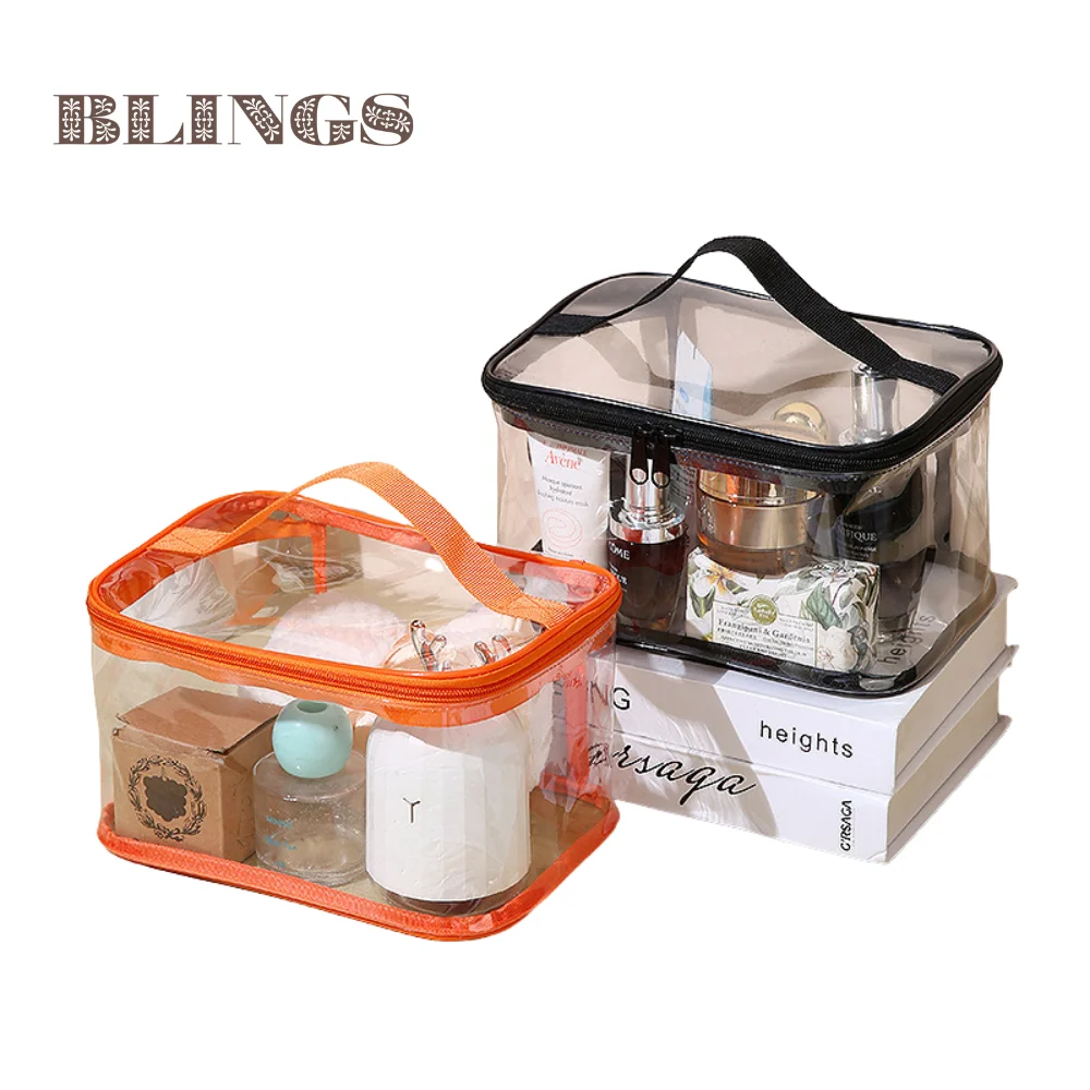 Borsa da spiaggia in PVC trasparente all'ingrosso borsa trasparente per il trucco impermeabile borsa da viaggio colorata resistente borsa da viaggio trasparente in PVC per cosmetici