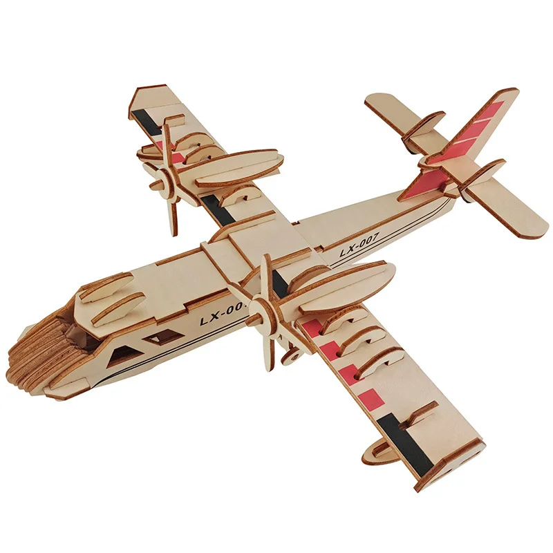 Laser tagliato 3D puzzle di legno 3D mini elicottero giocattoli aeroplano ontessori giocattoli educativi per bambini