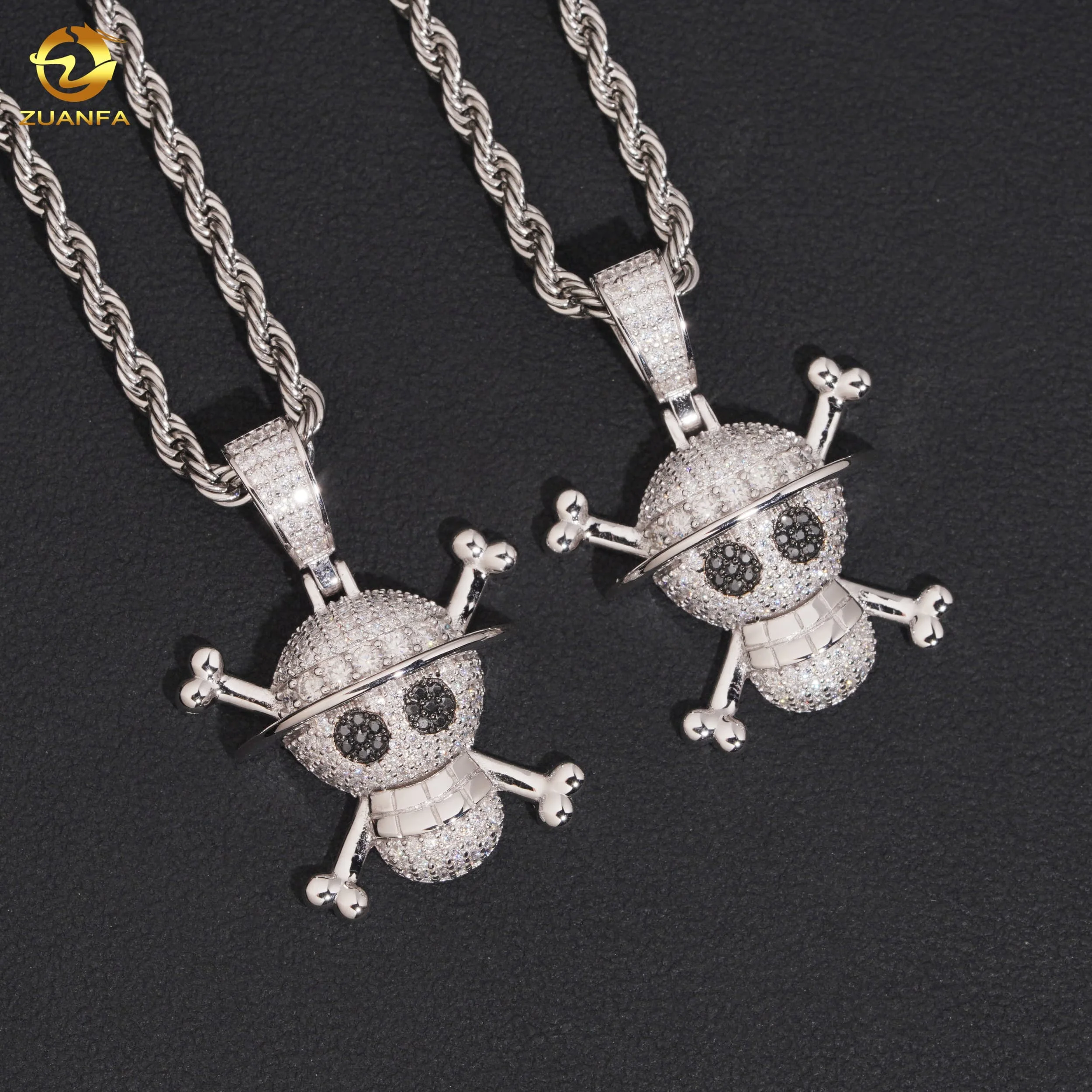 Bereit Versand Hip Hop Schmuck Schädel Knochen Moissan ite Anhänger Silber 925 Iced Out Moissan ite Iced Out Anhänger Rapper Schmuck