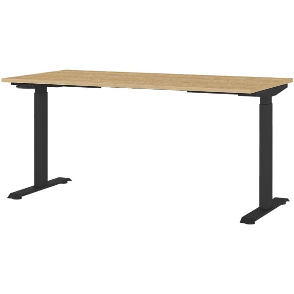 Germania-Werke Schreibtisch höhenverstellbar (elektrisch) »Office Serie« 160 cm Lindberg-Eiche-Nb./Schwar, 160x120x80 cm