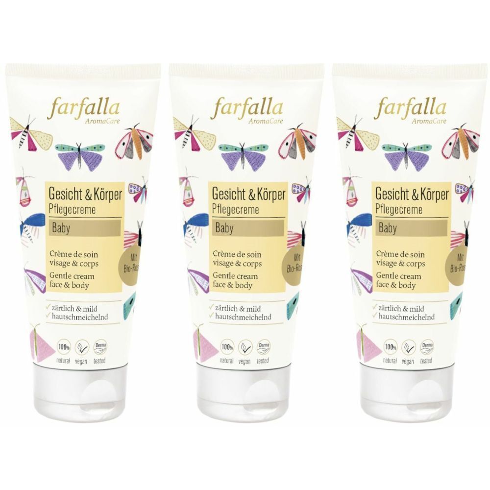 Farfalla Baby Pflegecreme Gesicht&Körp Rose 100 ml x3 3x100 Creme