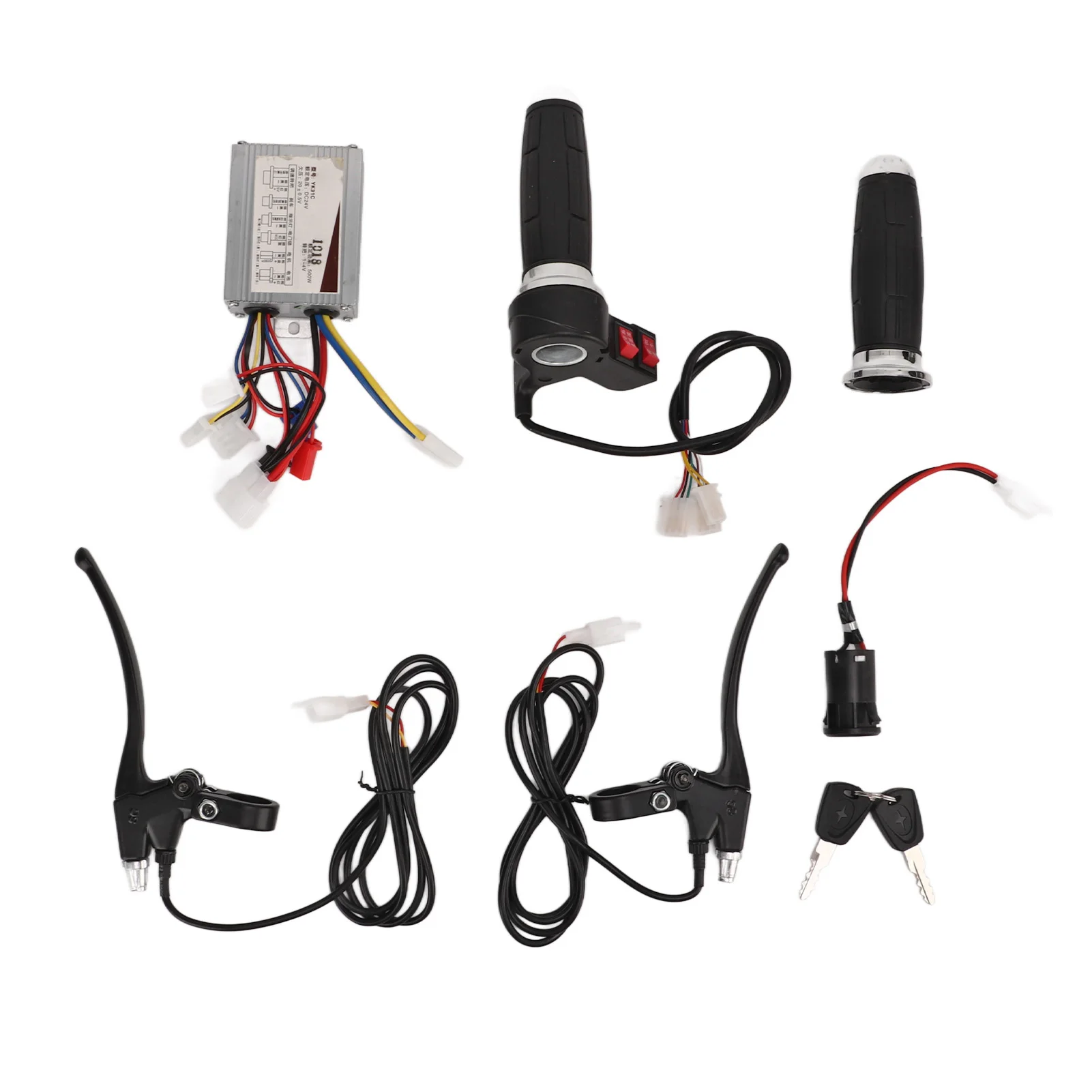 Kit Controller Bici Elettrica 24V 500W con Motore a Spazzole Acceleratore a 3 Velocità Leva Freno con Blocco per Triciclo