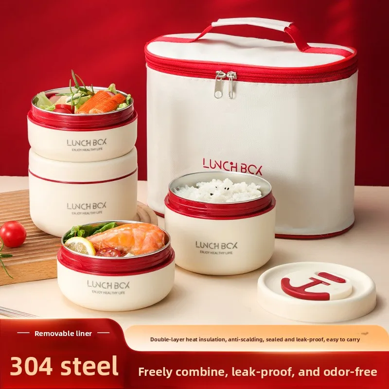 Contenitore per Pranzo Multistrato in Acciaio Inox 304 Isolato Ermetico Adatto al Microonde Senza BPA Riutilizzabile per Alimenti