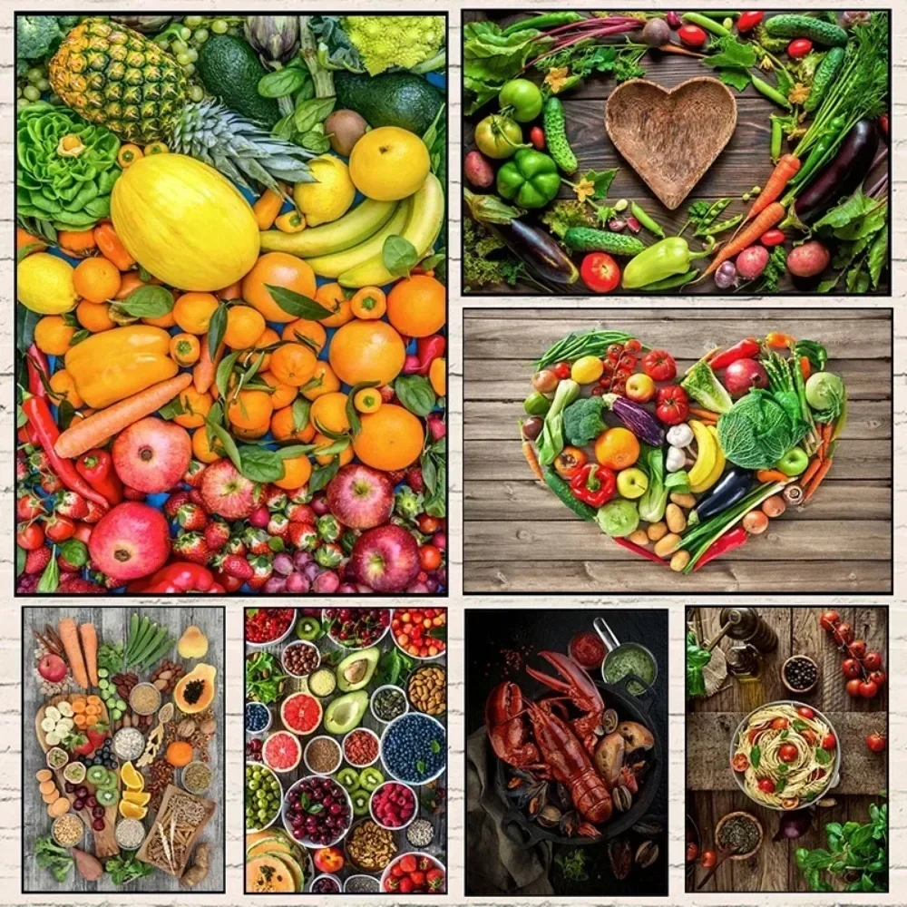 Kitchen Fruit Vegetable Grains Spices Poster Canvas Painting Posters and Prints Wall Art Picture For Living Room Decoration