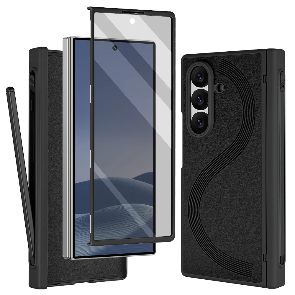 Magnetische Schutzhülle mit vollständiger Abdeckung und S-Pen, Frontscheiben-Glasfolie für Samsung Galaxy Z Fold 7 Fold 6 Hülle Image