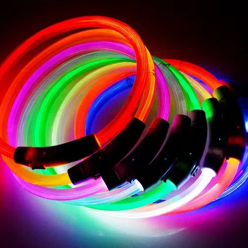 Luce lampeggiante impermeabile collana per cani USB collare per animali domestici notte luce luminosa in collare per cani a Led scuro accessori per cani
