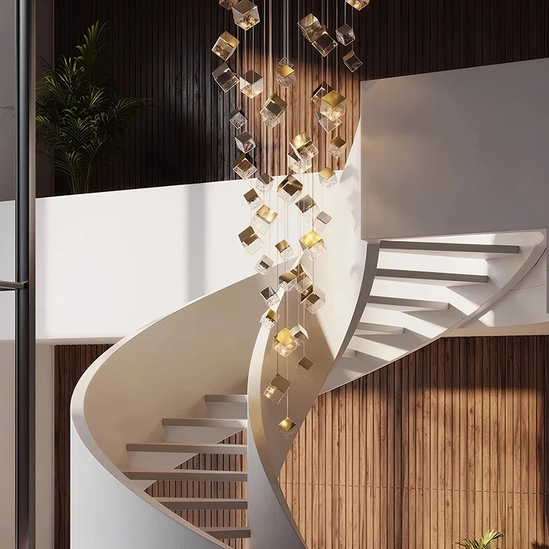 Kristall-Kronleuchter für moderne Inneneinrichtung, Treppen-Pendelleuchte, Pendelleuchten für das Wohnzimmer, Innenbeleuchtung