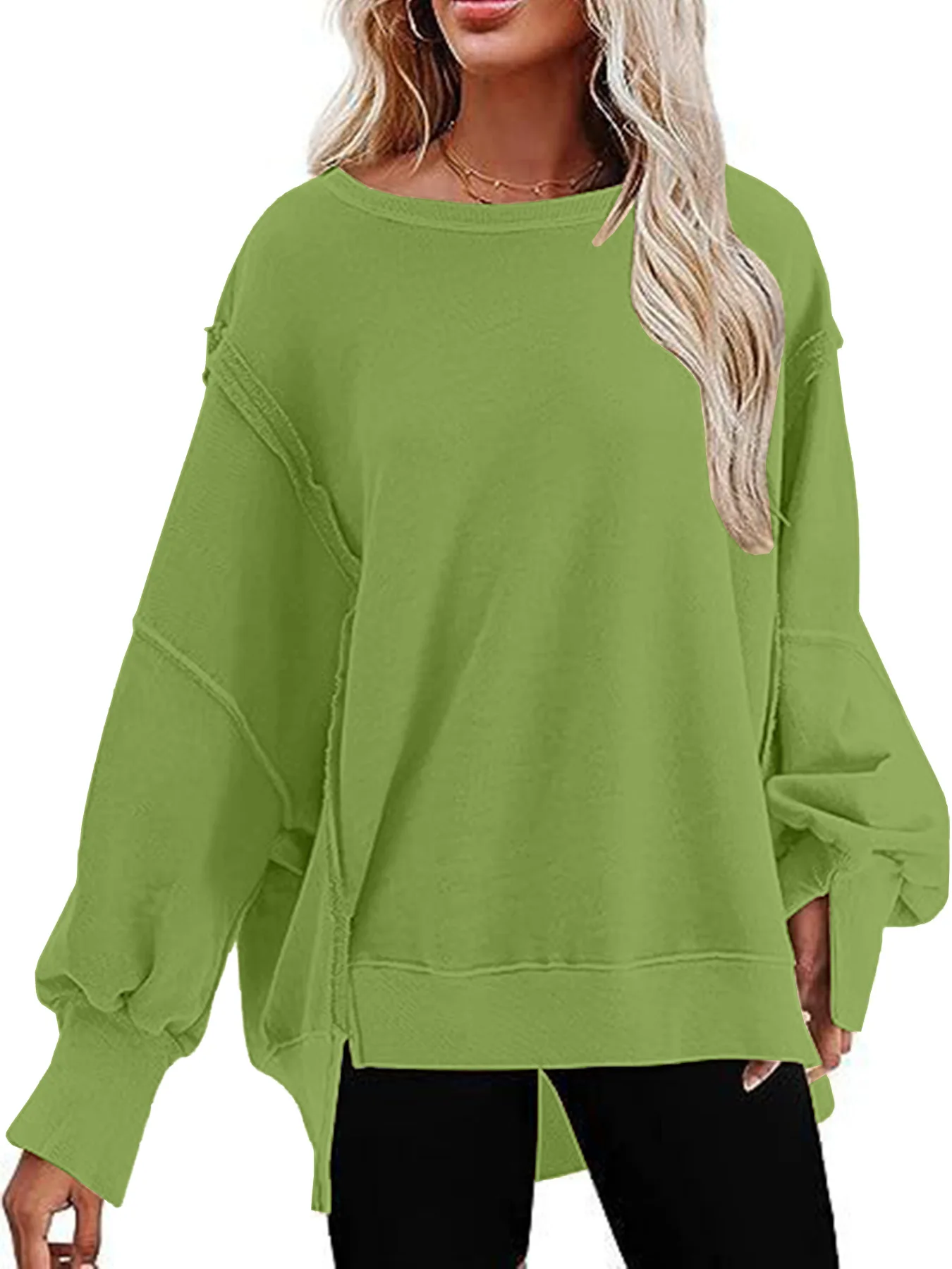 Pullover autunno tinta unita girocollo a maniche lunghe maglione cappotto europeo e americano maglione lungo Casual largo