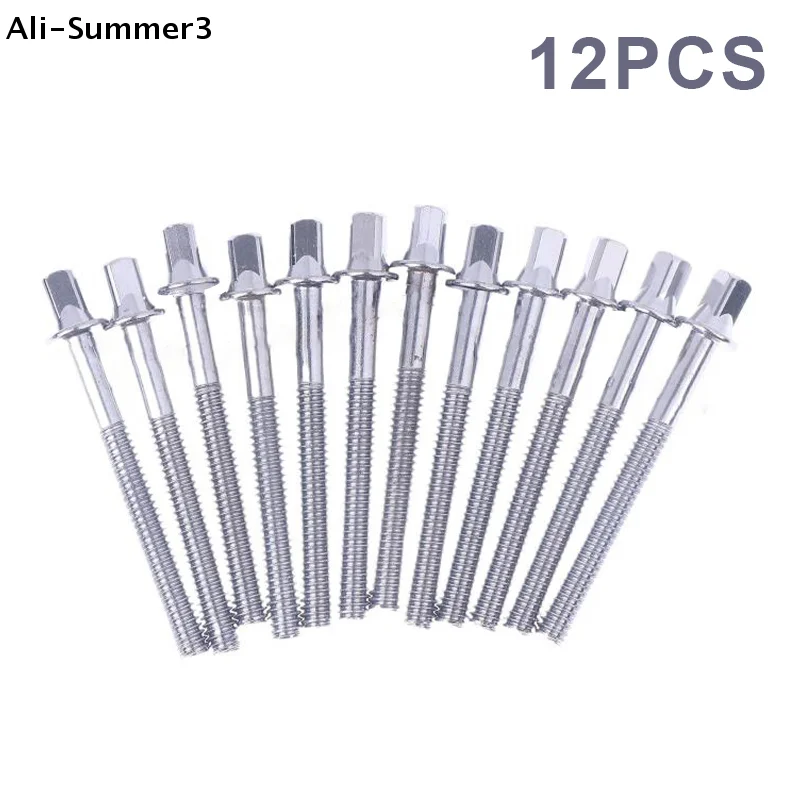 【Sy36】12 Stück Trommelspannstangen, Trommelschrauben, robuste Trommelschrauben 5/6 mm mit Unterlegscheiben, Trommelschrauben für die Reparatur von Jazz-Trommeln Image