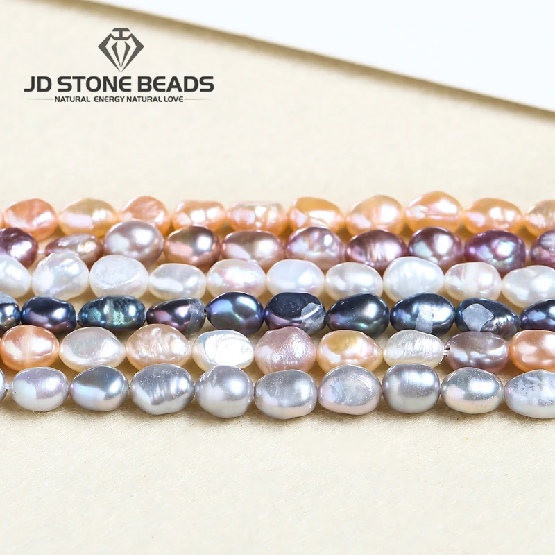 3A Natürliche Weiß Rosa Lila Süßwasser Perle Perle Barock Lose Spacer Für Schmuck Machen DIY Halskette Armband Zubehör 15" Image