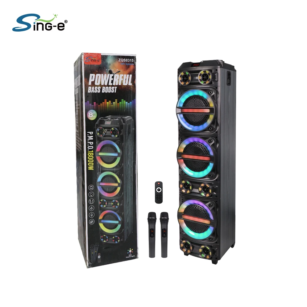 ZQS8315 8-Zoll-Wireless-Subwoofer Stereo-Party-Lautsprecher aus Holz RGB Bunte Lichter Event Bühne DJ HIFI Karaoke BT-Lautsprecher Image