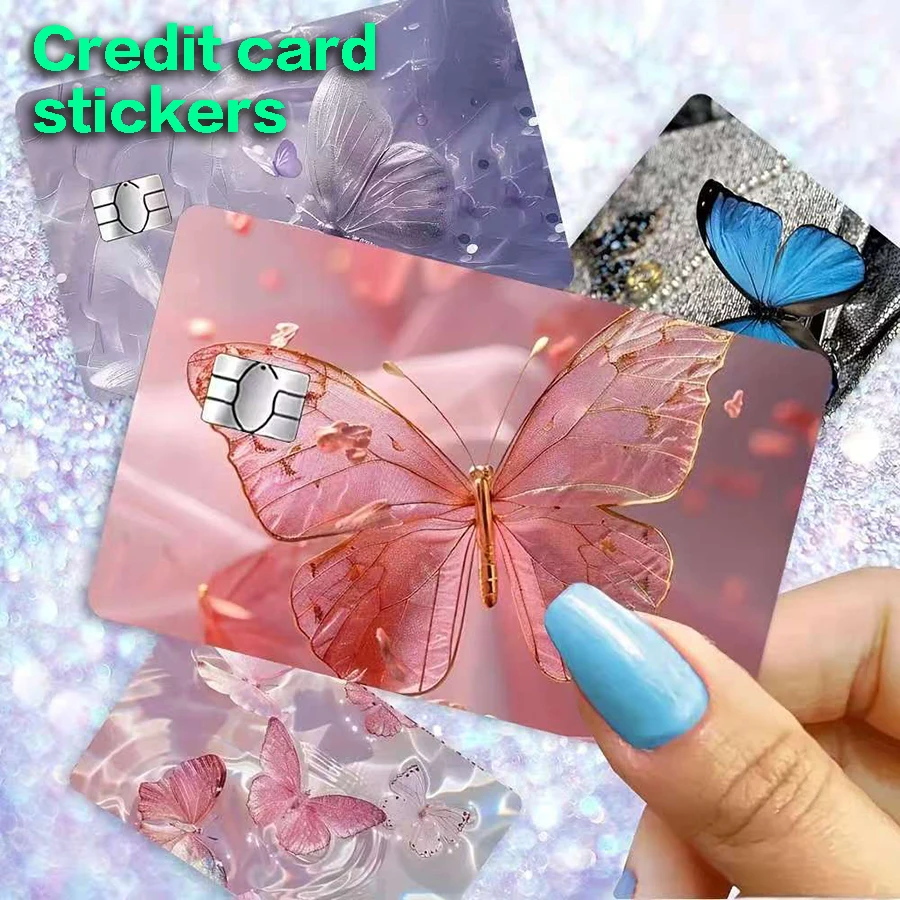 Autocollants décoratifs papillon pour cartes de crédit, utilisés pour décorer les cartes de crédit, les skins de cartes de crédit, protéger les puces des cartes de crédit, autocollants DIY pour cartes