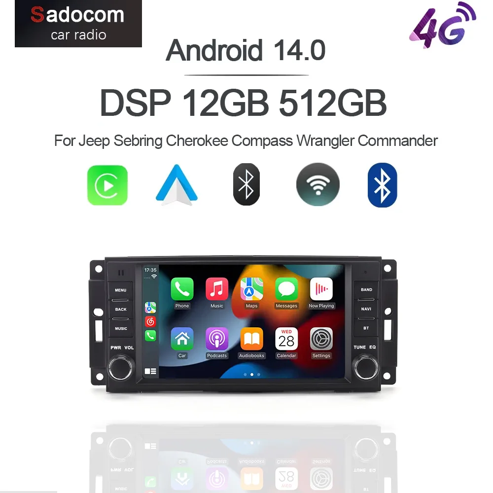 7 "DSP Android 15,0 8 Core 12GB RAM 256GB ROM Auto Player GPS multimedia Für Jeep Sebring cherokee Compass Wrangler Commander Image