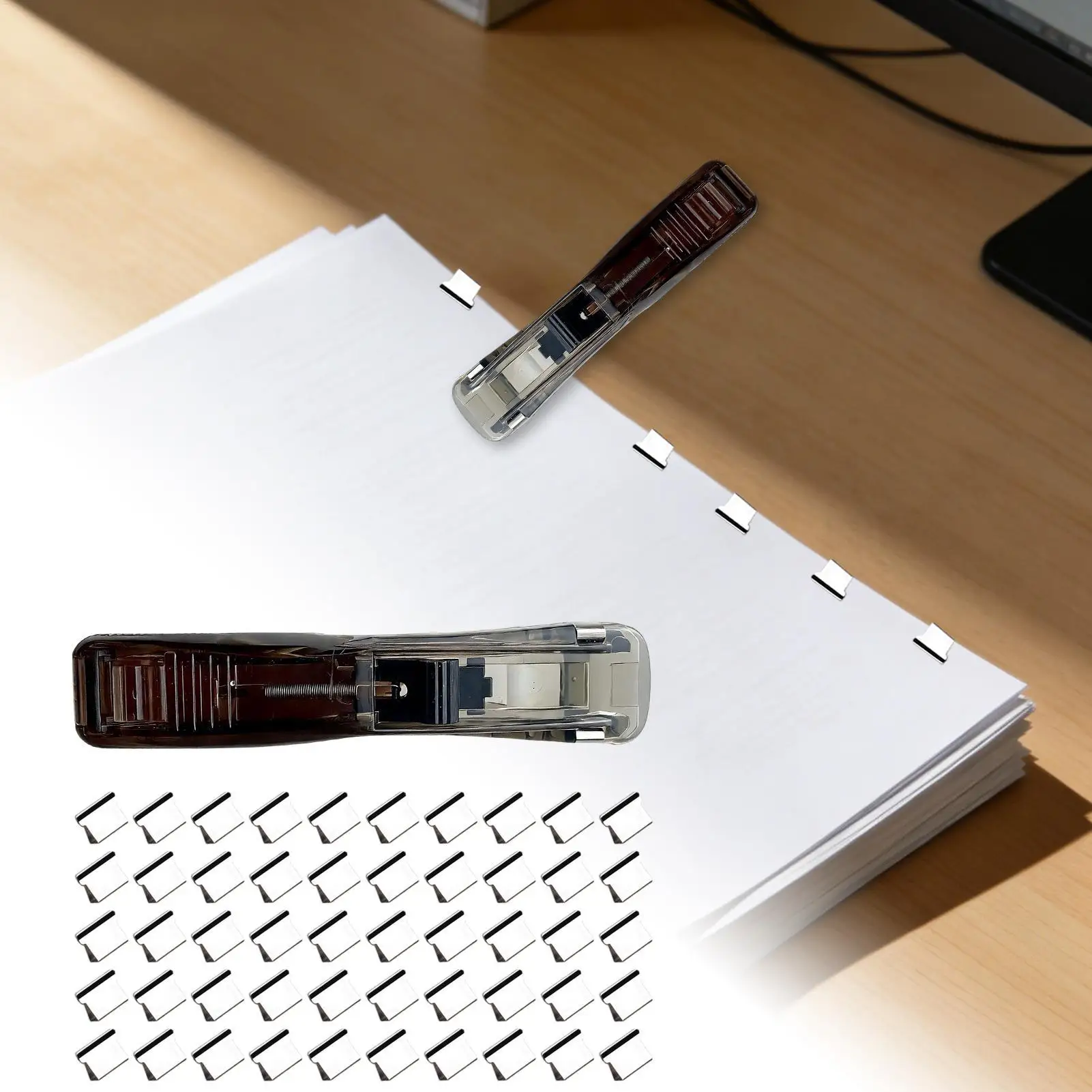 50 Stück Push-Clip-Heftklammern, Heftklammerentferner, Binder, Push-Klammer, Klebebandspender, Büroklammern, Bürobedarf-Set, Desktop-Zubehör Image