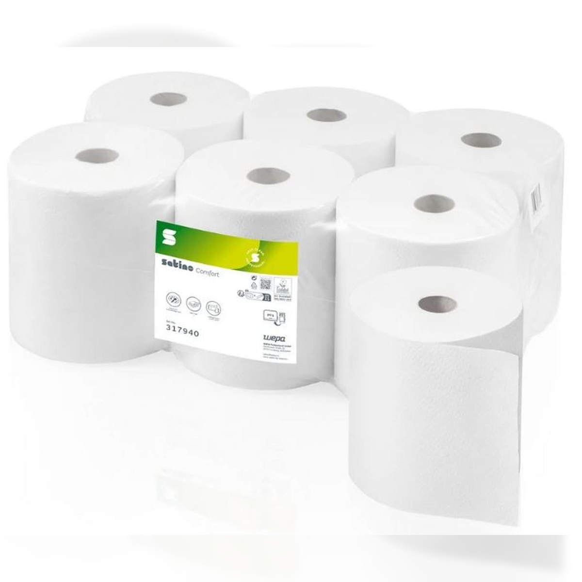 All Care Satino Handtuchrollen 100% recycled - 2-lagig - 20,5 cm breit - 12 Rollen Image